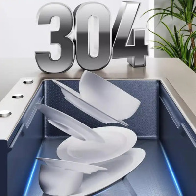 Chậu rửa bát inox304 chống xước 7546 nano đen dày 3li, vòi rửa bát nóng lạnh rút dây nano, bộ xả, khay inox, dụng cụ rửa ly cốc, bình rửa bát