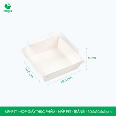 Combo 25 hộp giấy thực phẩm nắp Pet, hộp giấy đựng thức ăn, hộp bánh nắp trong