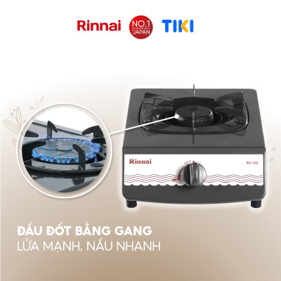 Bếp gas đơn Rinnai RV-150(G) mặt bếp men và kiềng bếp men - Hàng chính hãng.
