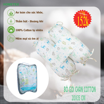 Bộ gối chặn trẻ em cotton hoa Hometex size 20x35cm