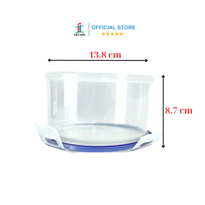 Bộ 2 Hộp Tròn Đựng Thực Phẩm VIETSON 800ml Nắp Khóa 4 Cạnh Kín Hơi