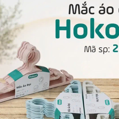 Set 10 Móc Treo Quần Áo Đại Hokori 2833, Mắc quần áo người lớn nhựa Việt Nhật cao cấp