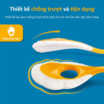 Bàn chải đánh răng cho bé từ 0 đến 3 tuổi, bàn chải siêu mảnh 3 trong 1 KUKU KU1138