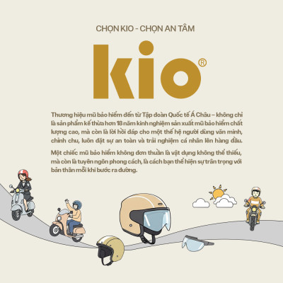 Mũ Bảo Hiểm Nửa Đầu Kio SafeStyle Go KN01LT, Lưỡi Trai Che Nắng, Lót Kháng Khuẩn, Thoáng Khí