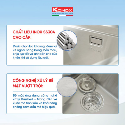 Chậu rửa chén bát inox 304 Konox KN8745DUB