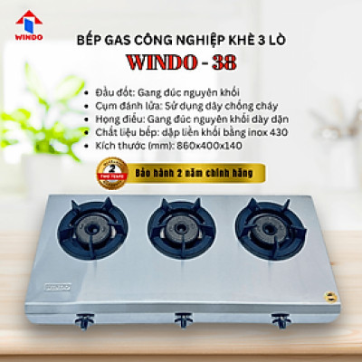 Bếp Khè Công Nghiệp 3 Lò WINDO - 38SI - Hàng Chính Hãng - Bảo Hành 2 Năm