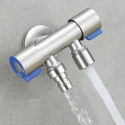 Van nước KG45 2cổng xả có khóa riêng biệt dạng vòi chia nước, đường kính van 20mm, chất liệu inox304 - Hàng chính hãng