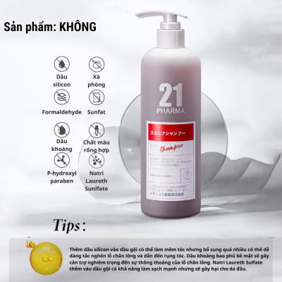 Dầu gội giảm rụng tóc Pharma 21 Nhật Bản dầu gội đâu Kích Mọc Tóc Giảm Gãy Rụng - 600ML