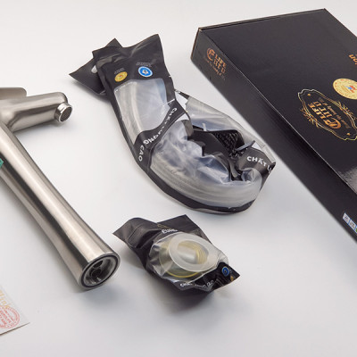 Vòi lavabo điếu nóng lạnh, Inox SUS 304 Eurolife EL-T023 (Trắng vàng )