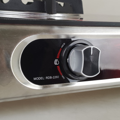 Bếp ga đôi kiếng cường lực Raiden RDB2260, đầu đốt đồng thau nguyên khối phi 100mm-Hàng chính hãng