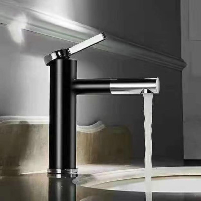 Vòi rửa mặt đa năng đầu xoay 360 độ, mạ đen trắng GR 8807B kiểu thân thấp 20 cm (đẹp, sang trọng), bền bỉ với thời gian