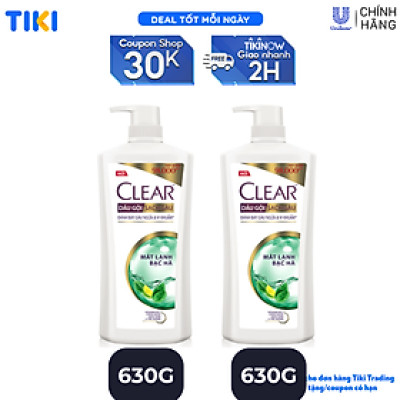Combo 2 Dầu Gội Clear Sạch Gàu Dầu Gội Sạch Gàu Mát Lạnh Bạc Hà 3X Sức Mạnh Đánh Bay Gàu, Ngứa, Vi Khuẩn 630g 