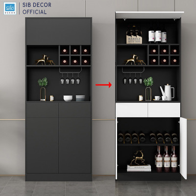 Tủ Vang Gỗ Có Giá Treo Ly Kích Thước 80x35x200cm Thương Hiệu SIB Decor KG53