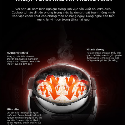 Nồi cơm điện tử áp suất cao tần Cuckoo 1.8L CRP-CHSS1009FN (Màu nâu) - Hàng chính hãng