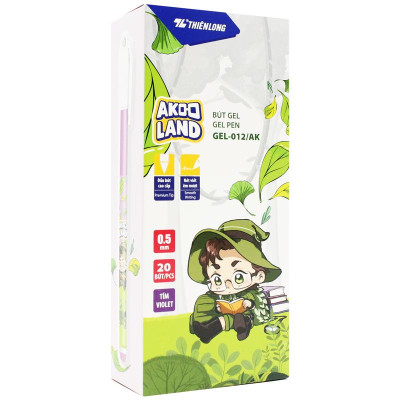 Hộp 20 Bút Gel 0.5 mm - Nhân Vật Akooland Tahi - Thiên Long Gel-012/AK - Mực Tím