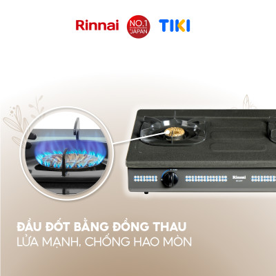 Bếp gas dương Rinnai RV-377(G)N mặt bếp men và kiềng bếp men - Hàng chính hãng.