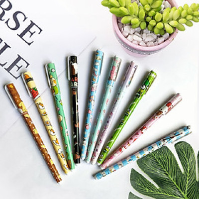 Combo 10 bút mực nước gel in hình hoạt hình chấm bi dải ngân hà nhiều màu khác nhau