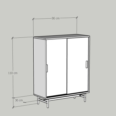 [Happy Home Furniture] LUCA, Tủ lưu trữ 2 cánh lùa - Chân sắt, 86cm x 36cm x 110cm ( DxRxC), TCL_017