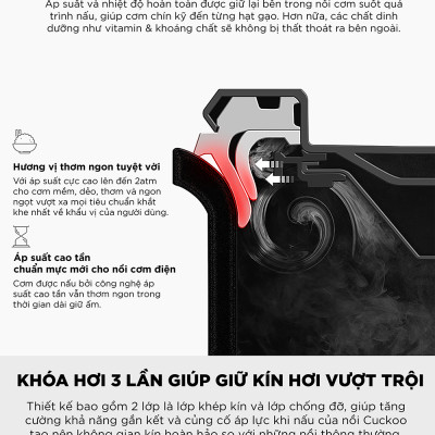 Nồi cơm điện tử áp suất cao tần Cuckoo 1.8L CRP-CHSS1009FN (Màu nâu) - Hàng chính hãng