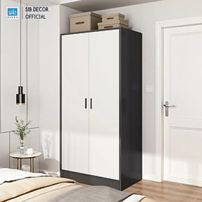 Tủ Quần Áo Đơn Giản Màu Trắng Phối Đen Thương Hiệu SIB Decor TA18