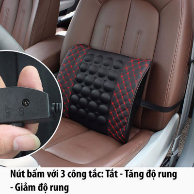 Gối đệm massage tựa lưng trên ô tô rung thư giãn giảm đau mỏi lưng vô cùng hiệu quả loại lớn 35cm (Tặng kèm quà tri ân) - Hàng chính hãng 
