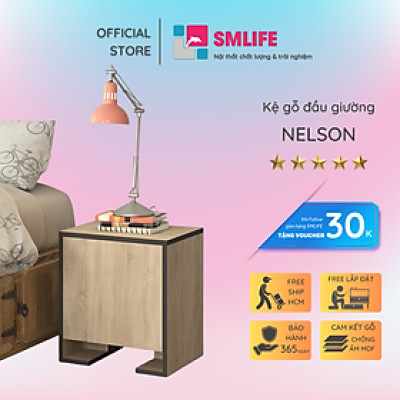 Tủ đầu giường nhỏ gọn bằng gỗ SMLIFE Nelson