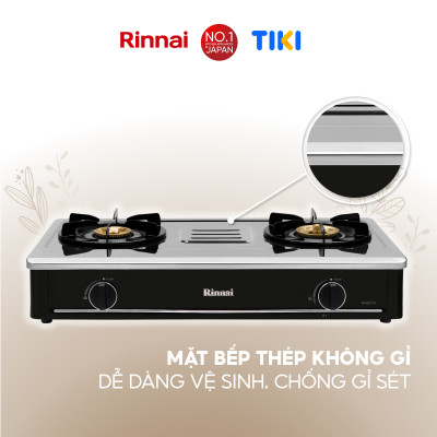 Bếp gas dương Rinnai RV-B271SB(S) mặt bếp inox và kiềng bếp men - Hàng chính hãng.