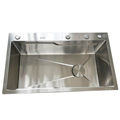 Chậu rửa chén bát Valenza 1 hố lớn 78x45cm inox304 chuẩn 100% dày 3li, kèm bộ xả thoát nhanh chống hôi, khay inox rửa phụ-Hàng chính hãng
