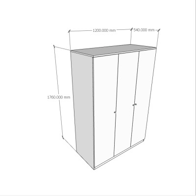 [Happy Home Furniture] OLA, Tủ quần áo 3 cánh mở, 120cm x 54cm x176cm ( DxRxC), TCM_082
