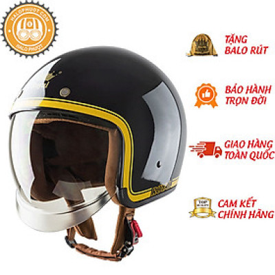 Nón bảo hiểm 3/4 ROYAL M139 có kính âm V10 ĐEN