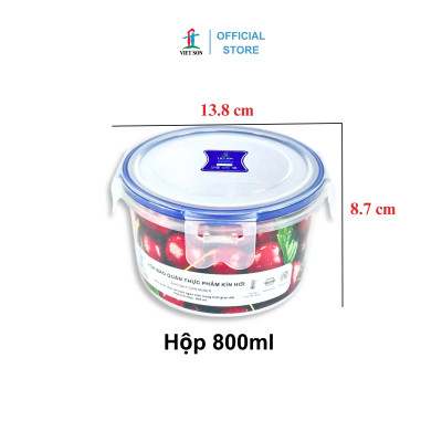 Bộ 2 Hộp Đựng Thực Phẩm Việt Son ( 800ml x 450ml) Nắp Khóa 4 Cạnh Kín Hơi