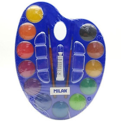 Khay 12 Màu Nước + 2 Cọ ống Bơm Nước Milan 054412