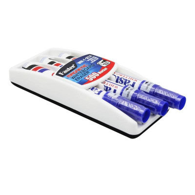 Vỉ 3 Bút Lông Bảng Faster 500 Mực Xanh + Đồ Bôi Bảng - Faster WBE-F-SET4-BL