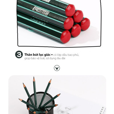 Combo bút chì gỗ phác thảo STABILO Othello 282 thân sọc trắng xanh - Bộ 3 bút nét 7B (PC282-7B-C3)