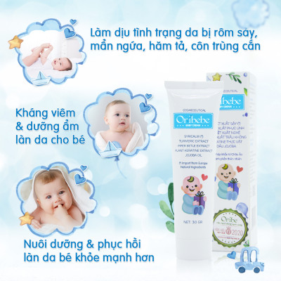 Kem Dưỡng Ẩm, Mịn Da Và Ngăn Ngừa Rôm Sảy Cho Bé Oribebe 30gr - An Toàn Cho Da Nhạy Cảm