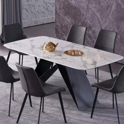 Bàn ăn cao cấp Tundo mặt đá chân sắt M hiện đại 