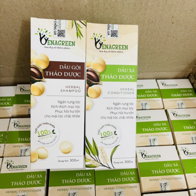 Cặp dầu gội xả thảo dược 300ml VENAGREEN chống xơ tóc, rụng tóc, chăm sóc tóc hư tổn