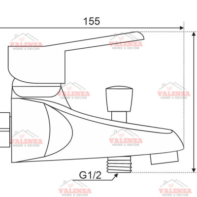 Bộ vòi sen tắm nóng lạnh Valenza 3404 chất liệu đồng thau mạ crom kèm đầy đủ bát sen tắm táp, dây sen tắm inox, cài sen, chân sen-Nước chảy mạnh