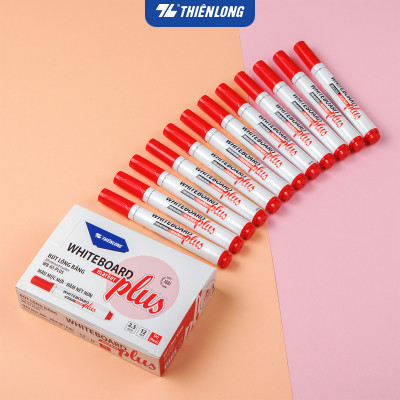 Combo 12 bút lông bảng - White Board Marker Thiên Long WB-03 Plus - Màu mực mới đậm nét hơn
