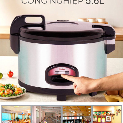 Nồi Cơm Điện Công Nghiệp SATO 56C017 (T) 5.6L -Dung tích 5.6 lít nấu được khoảng 3.0 - 3.5 kg gạo. Đáp ứng cho nhu cầu cho 15 - 17 người ăn - Miễn phí vận chuyển toàn quốc - Hàng Chính Hãng