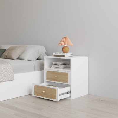 [Happy Home Furniture] BANA, Táp đầu giường 2 ngăn kéo, 50cm x 40cm x 55cm ( DxRxC), THK_120