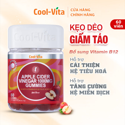 Combo 3 Hộp Kẹo Dẻo Giấm Táo Vitamin B12 Hỗ Trợ Tiêu Hóa, Tăng Cường Miễn Dịch Coolvita (60 viên x 3g)/hộp