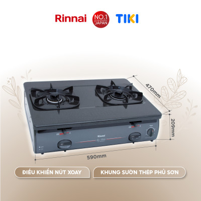 Bếp gas dương Rinnai RV-4680(G) mặt bếp men và kiềng bếp men - Hàng chính hãng.