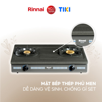Bếp gas dương Rinnai RV-377(G)N mặt bếp men và kiềng bếp men - Hàng chính hãng.