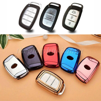 Ốp silicon bảo vệ chìa khóa xe Hyundai i10, Hyundai Elantra, Hyundai Tucson, Hyundai Santafe 2016-2018… kèm móc đeo INOX