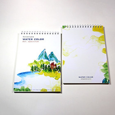 Sổ vẽ màu nước chuyên dụng A5 có vân, dòng cao cấp lên màu đẹp loang màu tự nhiên vẽ được cả chì, 15 tờ/cuốn chất giấy dày 300gsm nhập từ Ý không bị cong TIG373 Green Art - Hàng chính hãng