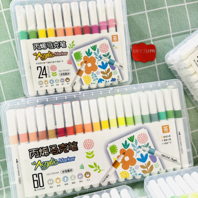 Bút Lông Màu Acrylic Marker 12/24/36/48/60 Màu Hàng Cao Cấp An Toàn Màu Sắc Tươi Sáng Vẽ Được Trên Nhiều Chất Liệu
