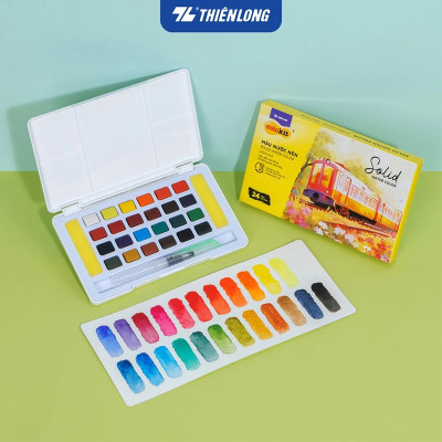 Màu nước nén Thiên Long 12/18/24 màu Colokit Solid Water Color - Màu nén mịn, dễ pha màu, đạt chuẩn châu Âu, tặng kèm cọ