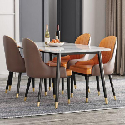 Bộ bàn ăn mặt đá chống trầy xước chống thấm vân chọn kèm 4 ghế monet có tay