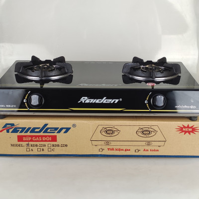Bếp ga đôi kiếng cường lực Raiden RDB2210, đầu đốt đồng mũ coa cấp, kiềng gang-Hàng chính hãng